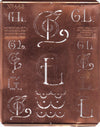 GL - Uralte Monogrammschablone aus Kupferblech