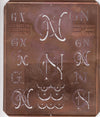 GN - Uralte Monogrammschablone aus Kupferblech