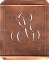 GN - Hübsche alte Kupfer Schablone mit 3 Monogramm-Ausführungen