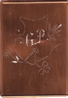 GP - Seltene Stickvorlage - Uralte Wäscheschablone mit Wappen - Medaillon