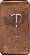 GT - Kleine Monogramm-Schablone in Jugendstil-Schrift