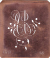 GU - Alte Schablone aus Kupferblech mit klassischem verschlungenem Monogramm 