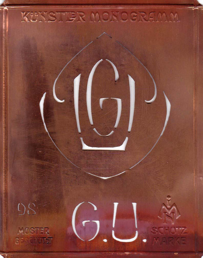 GU - Besondere Jugendstil Monogrammschablone