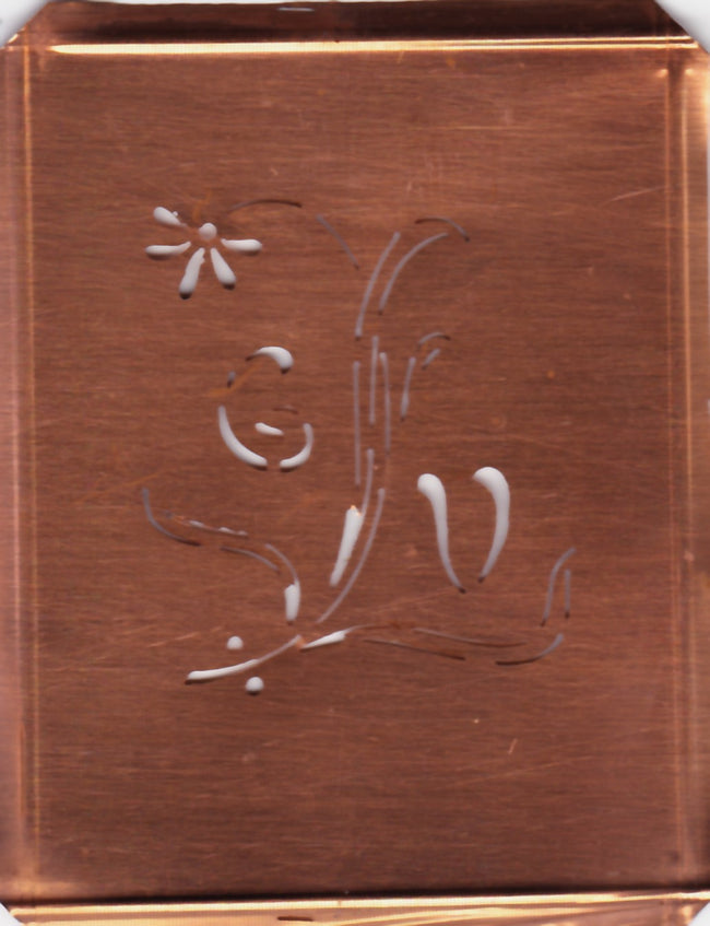 GV - Hübsche, verspielte Monogramm Schablone Blumenumrandung