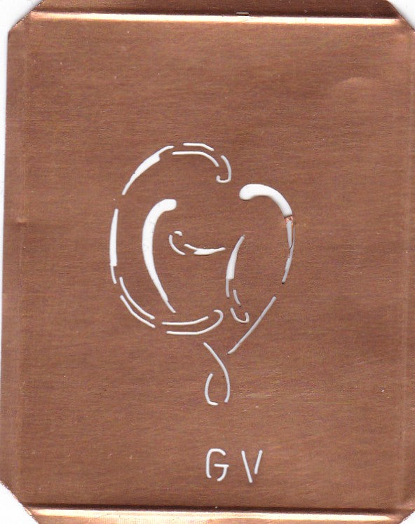 GV - 90 Jahre alte Stickschablone für hübsche Handarbeits Monogramme