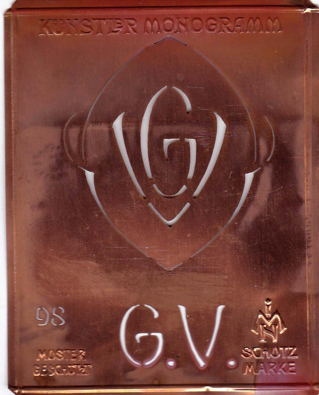 GV - Besondere Jugendstil Monogrammschablone