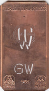 GW - Kleine Monogramm-Schablone in Jugendstil-Schrift