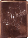 GZ - Seltene Stickvorlage - Uralte Wäscheschablone mit Wappen - Medaillon