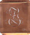GZ - Hübsche alte Kupfer Schablone mit 3 Monogramm-Ausführungen
