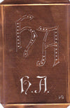 HA - Interessante alte Kupfer-Schablone zum Sticken von Monogrammen