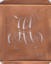 HA - Hübsche alte Kupfer Schablone mit 3 Monogramm-Ausführungen