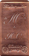 www.knopfparadies.de - HC - Alte Stickschablone mit 2 zarten Monogrammen