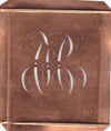 HC - Hübsche alte Kupfer Schablone mit 3 Monogramm-Ausführungen