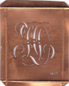 HD - Hübsche alte Kupfer Schablone mit 3 Monogramm-Ausführungen