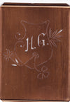 HG - Seltene Stickvorlage - Uralte Wäscheschablone mit Wappen - Medaillon
