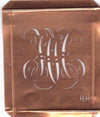 HH - Hübsche alte Kupfer Schablone mit 3 Monogramm-Ausführungen