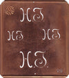 HJ - Alte Kupferschablone mit 4 Monogrammen