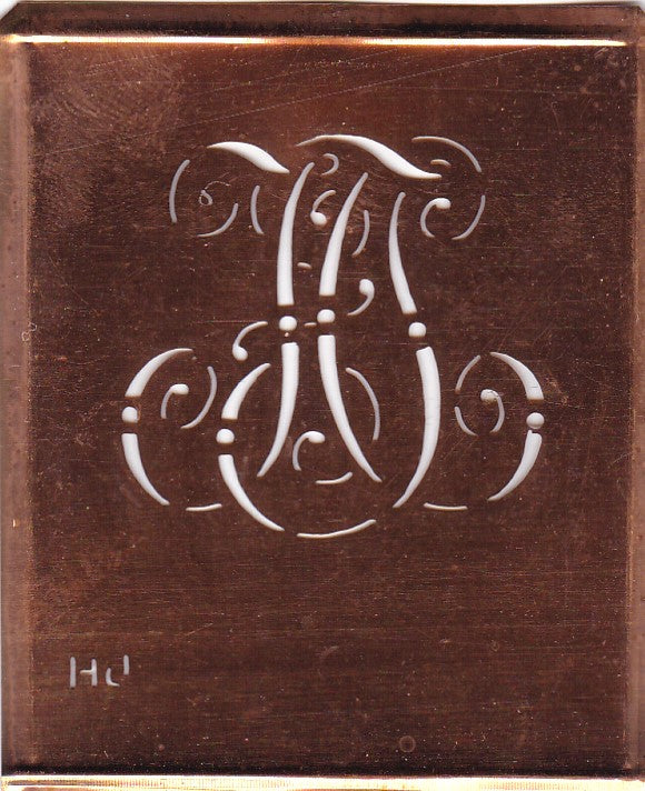 HJ - Alte verschlungene Monogramm Stick Schablone