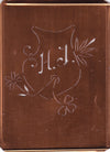 HJ - Seltene Stickvorlage - Uralte Wäscheschablone mit Wappen - Medaillon