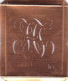 HT - Hübsche alte Kupfer Schablone mit 3 Monogramm-Ausführungen