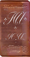 www.knopfparadies.de - HU - Alte Stickschablone mit 2 zarten Monogrammen