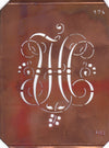 HU - Alte Monogramm Schablone mit Schnörkeln