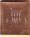 HU - Hübsche alte Kupfer Schablone mit 3 Monogramm-Ausführungen