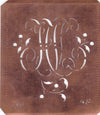 HV - Alte Schablone aus Kupferblech mit klassischem verschlungenem Monogramm 