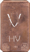 HV - Kleine Monogramm-Schablone in Jugendstil-Schrift