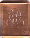 HV - Hübsche alte Kupfer Schablone mit 3 Monogramm-Ausführungen