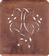 HZ - Alte Schablone aus Kupferblech mit klassischem verschlungenem Monogramm 