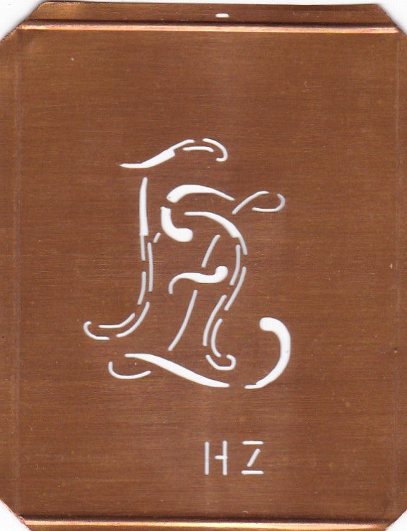 HZ - 90 Jahre alte Stickschablone für hübsche Handarbeits Monogramme