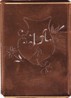 JA - Seltene Stickvorlage - Uralte Wäscheschablone mit Wappen - Medaillon