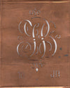 JB - Alte Monogrammschablone aus Kupfer
