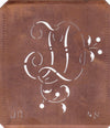 JD - Alte Schablone aus Kupferblech mit klassischem verschlungenem Monogramm 