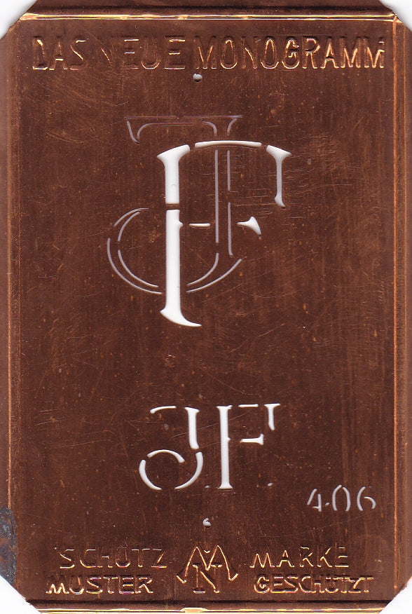 JF - Alte Jugendstil Monogrammschablone