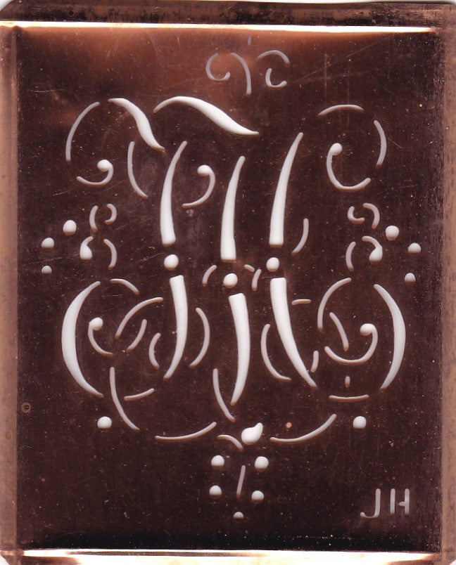 JH - Alte Monogramm Schablone mit nostalgischen Schnörkeln