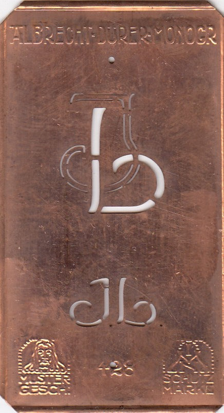 JL - Kleine Monogramm-Schablone in Jugendstil-Schrift