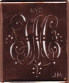 JM - Alte Monogramm Schablone mit Schnörkeln