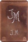 JM - Alte, sachlich designte Monogrammschablone zum Sticken
