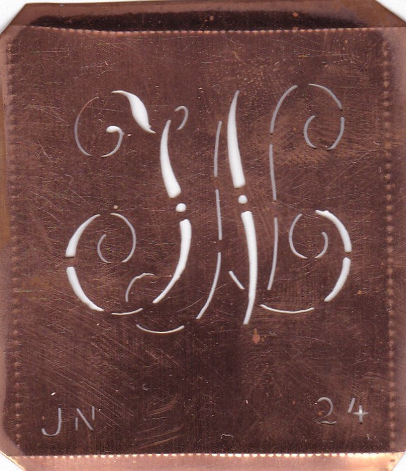 JN - Alte verschlungene Monogramm Schablone zum Sticken