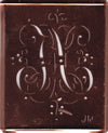 JN - Alte Monogramm Schablone mit nostalgischen Schnörkeln