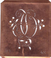 JO - Alte Schablone aus Kupferblech mit klassischem verschlungenem Monogramm 
