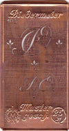 www.knopfparadies.de - JO - Alte Stickschablone mit 2 zarten Monogrammen