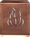 JO - Hübsche alte Kupfer Schablone mit 3 Monogramm-Ausführungen