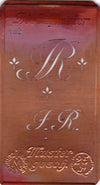 www.knopfparadies.de - JR - Alte Stickschablone mit 2 zarten Monogrammen