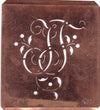 JT - Alte Schablone aus Kupferblech mit klassischem verschlungenem Monogramm 