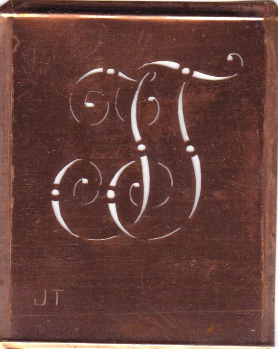 JT - Alte verschlungene Monogramm Stick Schablone