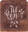 JU - Alte Schablone aus Kupferblech mit klassischem verschlungenem Monogramm 
