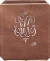 JU - Kupferschablone mit kleinem verschlungenem Monogramm